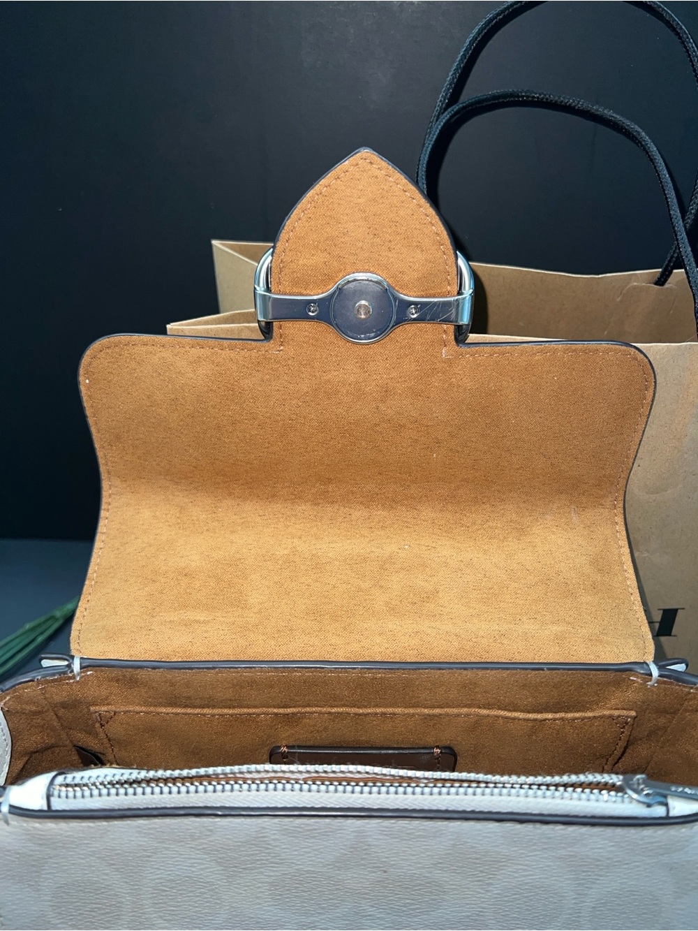 NWT Coach Small Morgan Satchel Top Handle Crossbody
Signature White Silver - Picture 5 of 12